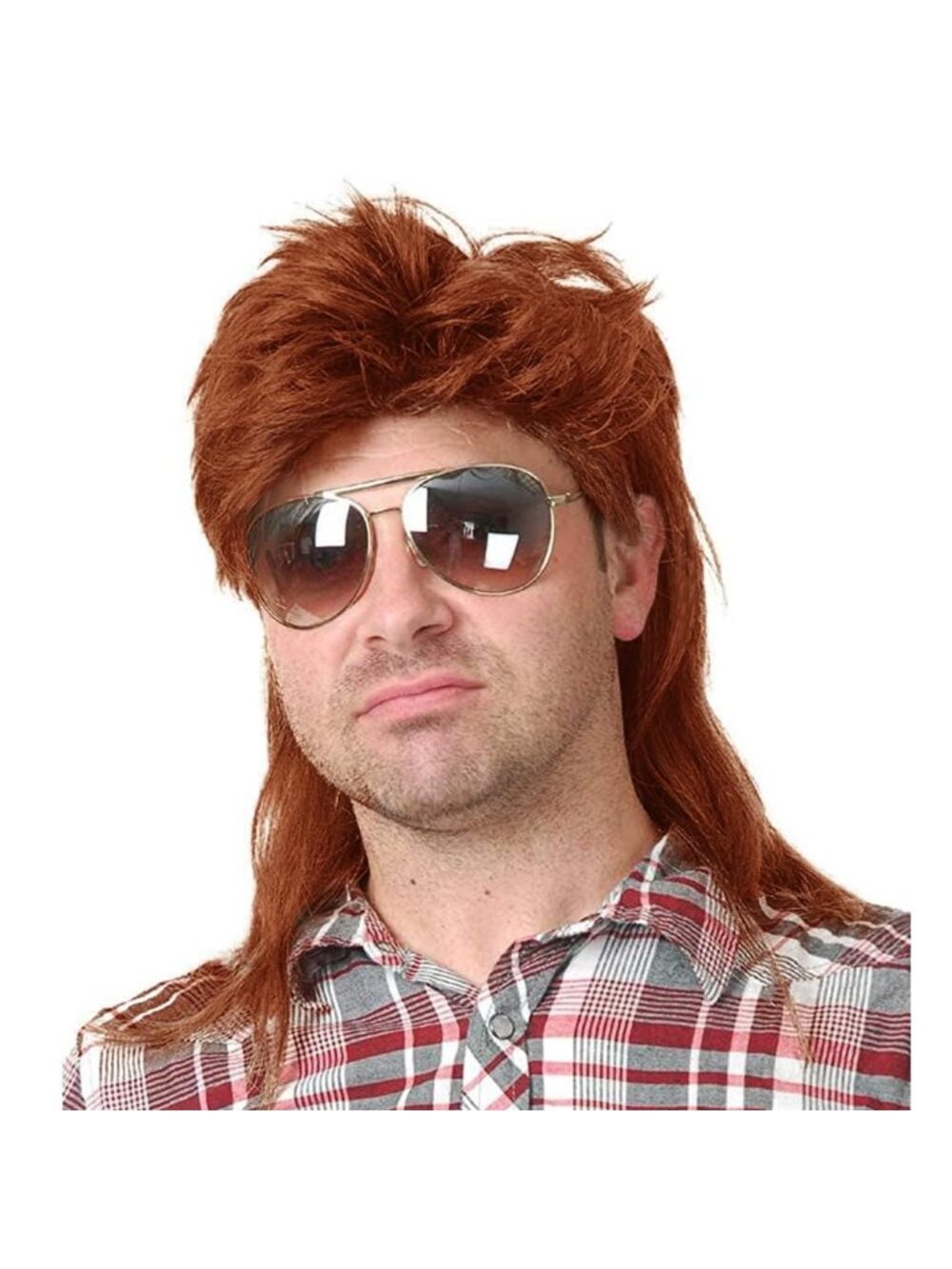 Men's Orange Heat Resistant Synthetic Fiber Long Hair Retro Mullet Wigs